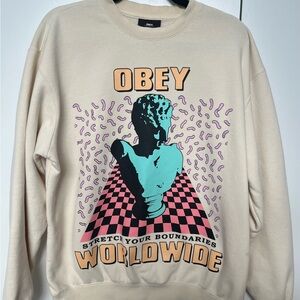 Obey Worldwide Stretch Your Boundaries Multicolor Pullover Sweatshirt Medium